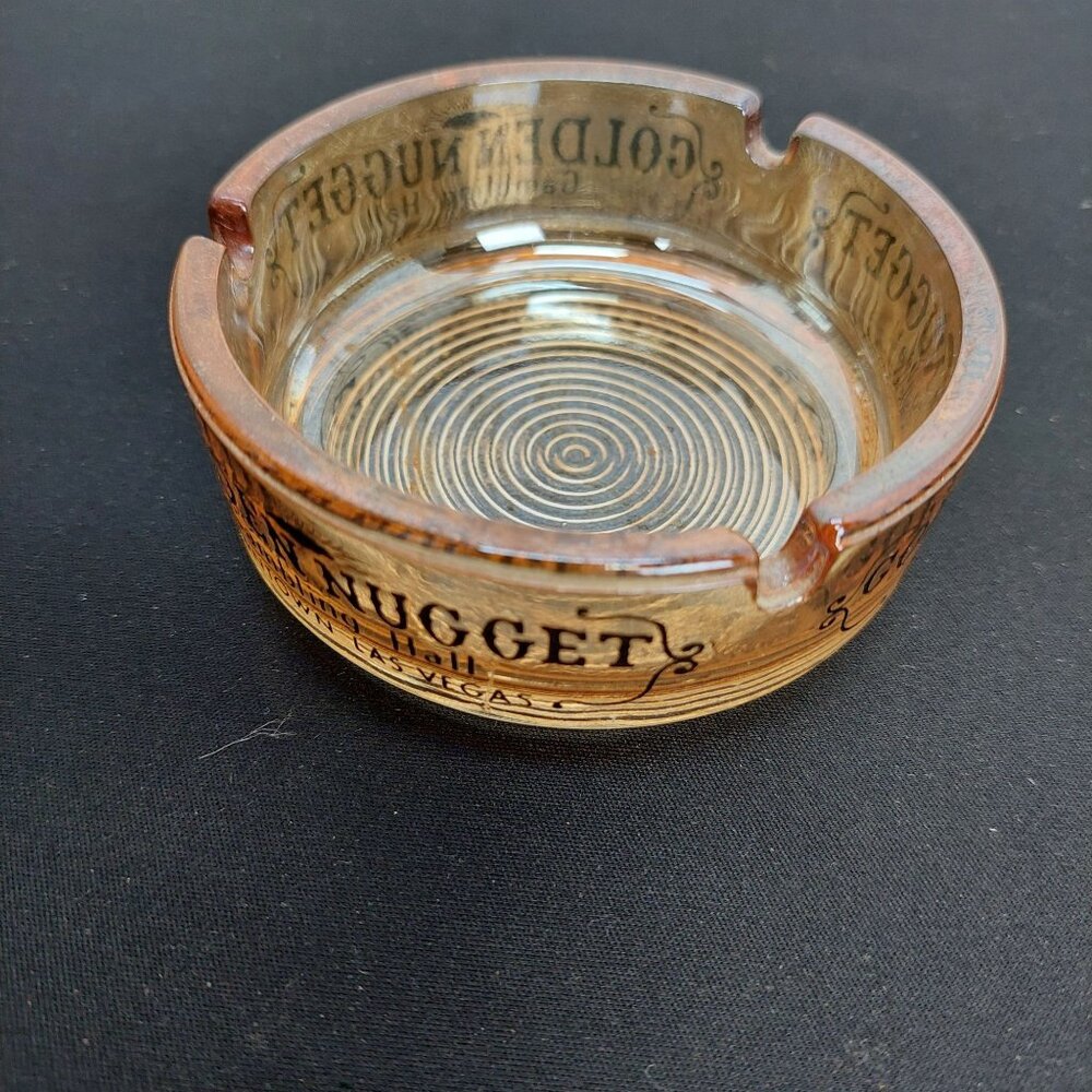 VTG Old Las Vegas Golden Nugget Gambling Hall Ashtray Iridescent Amber Color - Picture 5 of 6